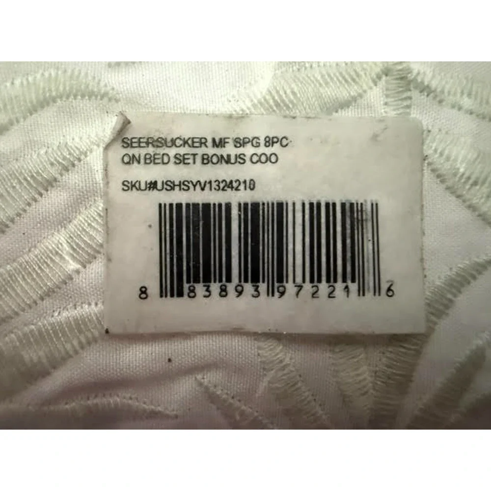 NEW Tommy Bahama Seersucker 8 Piece Queen Comforter Set Pale Green Sheets Pillow